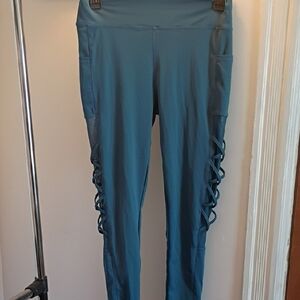 Source Unknown Teal Leggings with Side Detail